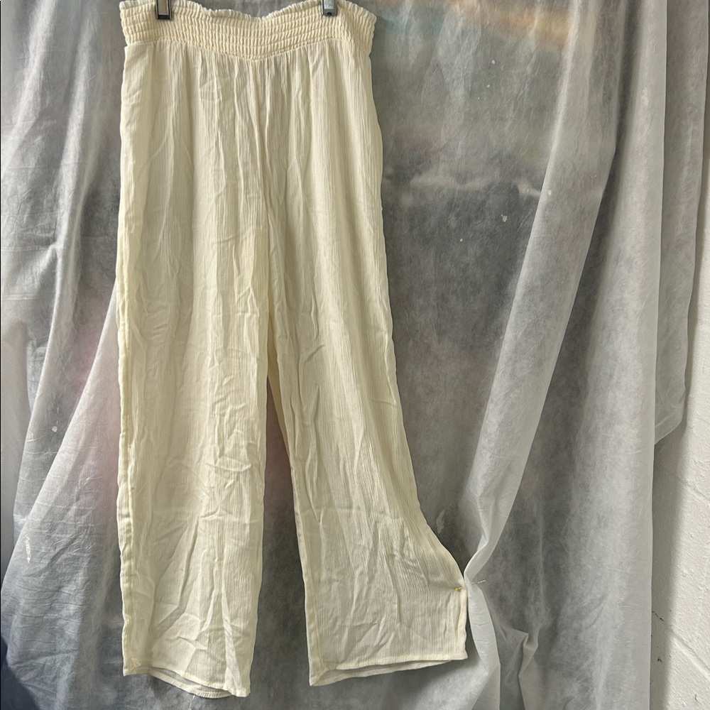 Girls’ large 10/12 cream ribbed crepe swim coverup pants